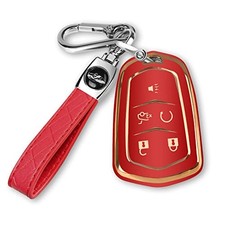 For Cadillac Key Fob Cover with Keychain TPU Protector Suitable for Red