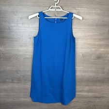 Ann Taylor Women's MT Medium Tall Sleeveless Shift Dress Royal Blue Zip Back NEW