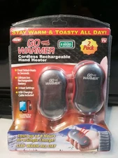 Go Warmer Rechargeable Hand Warmer - Also Doubles As Power Bank 2 Pack NEW 
