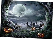 7X5FT Halloween Backdrop Photography Background Horror Moon Night Scary