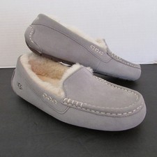 UGG ANSLEY GRAY blue SHEARLING suede leather LINED MOCCASIN SHOE US 8/EU39 / UK6