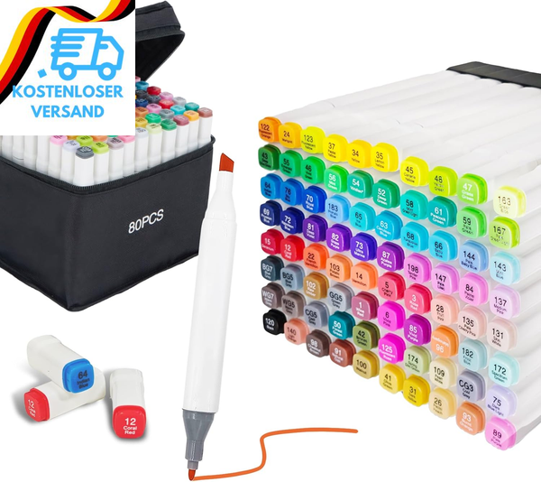 80 Farben Alkohol Marker Set, Twin Marker Permanente Alcohol Marker Stifte, Schn-image