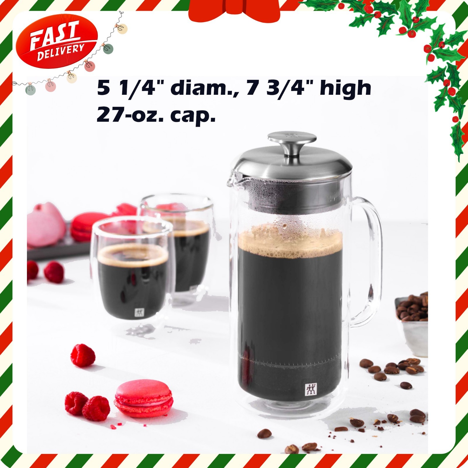 Sorrento Plus Double Wall French Press, 27-oz. Cap. 5 1/4" D