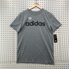 New Adidas Shirt Youth Large 14/16 Gray Spell Out Short Sleeve 19x27
