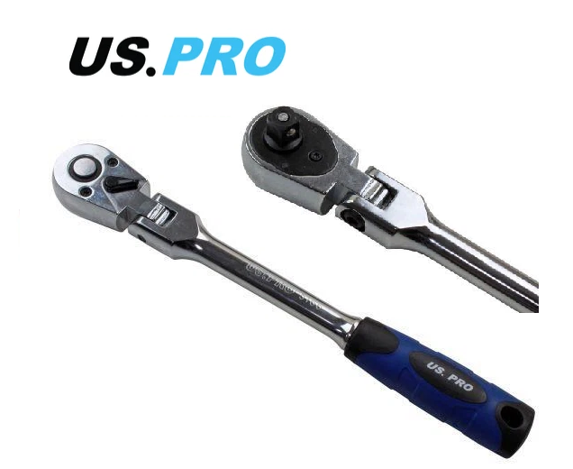 US PRO 3/8"" Flexible Ratchet Flexi Head Quick Release Socket Wrench 5166