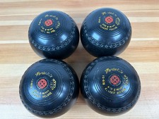Henselite Classic Deluxe Size 6 Heavy Lawn Bowls Black Set of 4 Balls Vintage