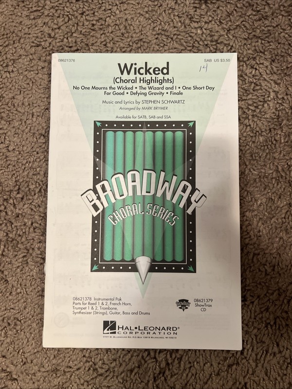 Hal Leonard Wicked Choral Highlights SAB Arranged by Mark Brymer