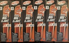 Lot Of 6 Nerf Pro Mag 15 Half Length Darts Magaz plus Refills For Torrent/sender