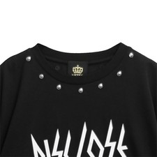 LISTEN FLAVOR Skeleton Bear Studded Big T-Shirt Black