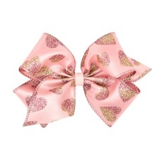 Girls' Valentines Day Hair Bow on WeeStay no-slip clip, Valentine Taffeta Gli...