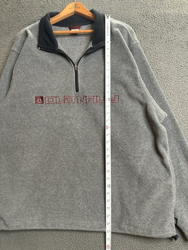 Vtg Y2K Old Navy Fleece 1/2 Zip Pullover Jacket Men Size 2XL Gray Long Sleeve - Picture 9 of 12