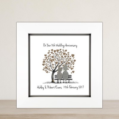 Personalisiertes 8. Hochzeitstag Kiesel Kunst Geschenk 6 Zoll Andenken Bronze