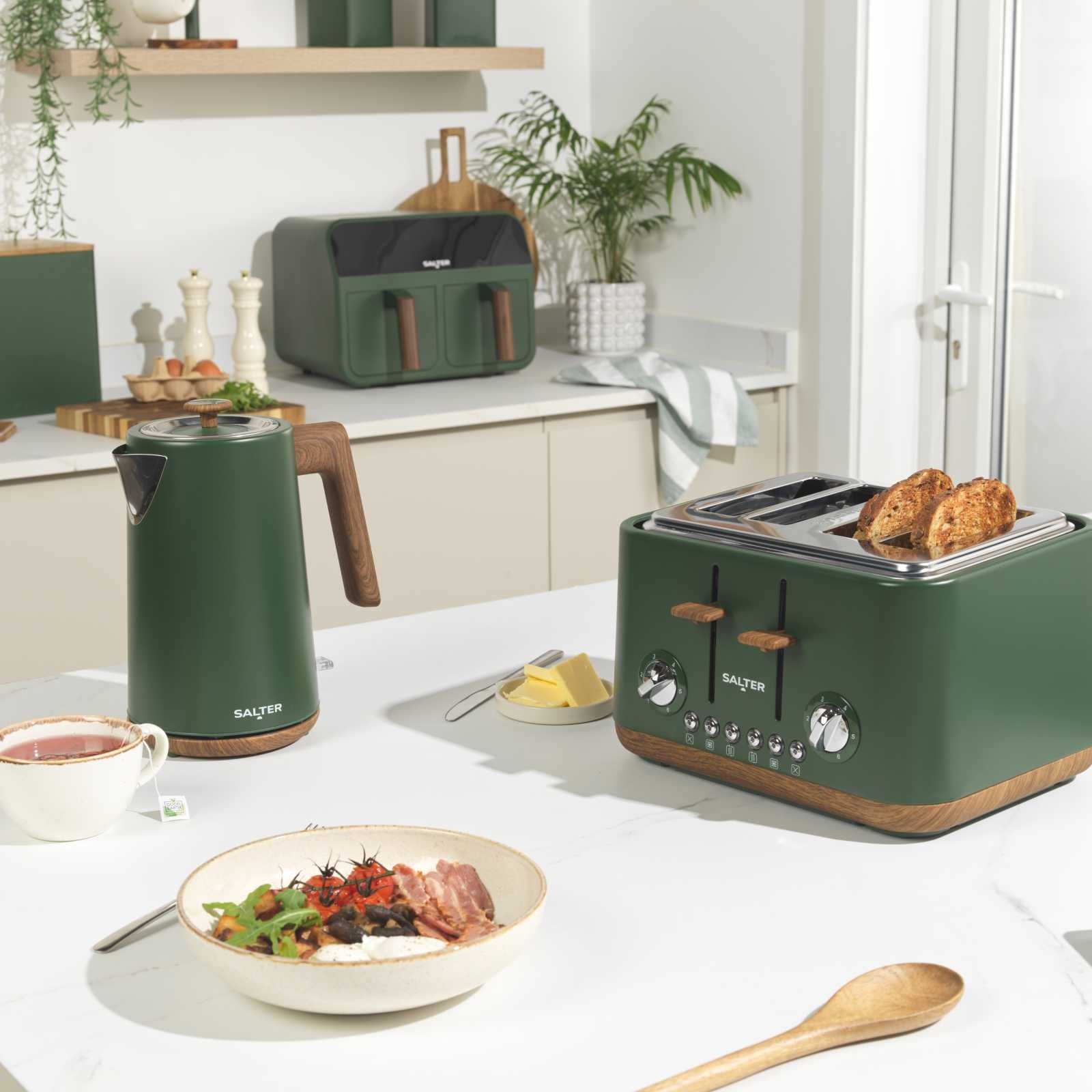 Salter Toronto 4-Slice Toaster – Wide Slots, 6 Levels, 1630W, Wood Effect