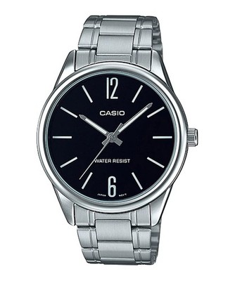 Casio MTP-V005D-1B Men's Stainless Steel Numbers Black Dial Analog Watch
