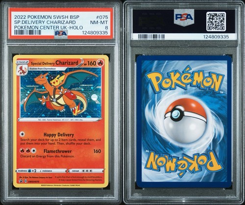 2022 POKEMON SWSH BLACK STAR PROMO #075 SPECIAL DELIVERY CHARIZARD-HOLO PSA 8