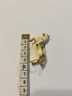 Vintage White Enamel Carousel Horse Brooch Gold Tone Turquoise Cabochon Pin — photo 5