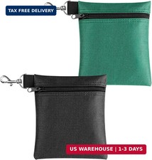 Golf Tee Bag 2Pack Golf Tee Pouch 5.5 X 6.5 Inch Zipper Claw Clip Golf Ball Sto