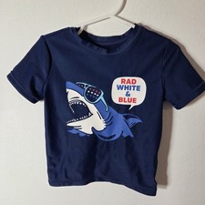 Osh Kosh B  Gosh Blue Swim Shirt-rad white and blue-Size 2T-Rashguard 4th of july