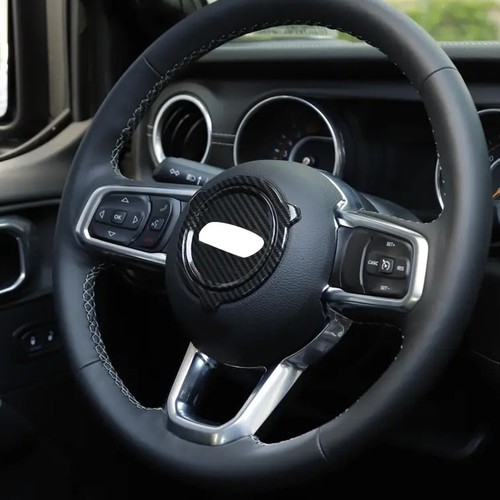 For Jeep For Wrangler JL Carbon Fiber Steering Wheel Center Ring Cover Trim - Picture 6 of 11