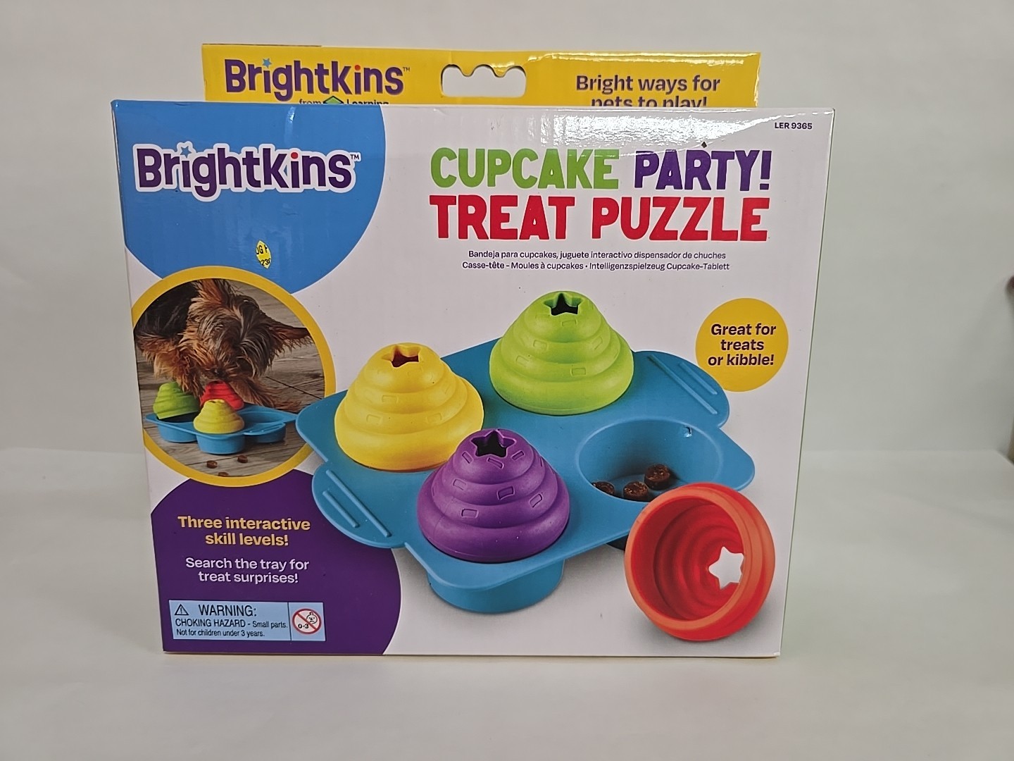 Brightkins CUPCAKE PARTY Dog Treat Puzzle&ndash;Fun Mental Enrichment Toy 3 Levels NEW