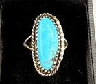 Vintage Native American Sterling Silver Turquoise Ring Size 6