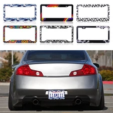 Pack License Plate Frame Tag Cover Screw Caps Metal Bracket with Inner Rear Clip