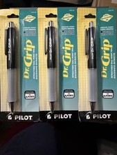 Pilot Dr. Grip Retractable Ball Point Pen, Medium, Black Lot Of 3