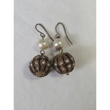 Victorian Style Dangle Earrings Bronze Tone O...