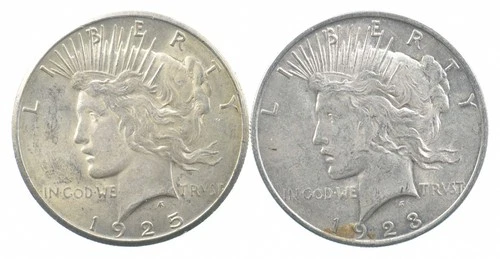 1925 & 1923 & Peace Silver Dollar $1 Bullion Collection Lot *871