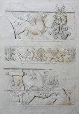 Antique 1823 Architectural Temple of Apollo Engraving Lewis Vulliamy Henry Moses