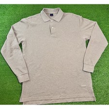 Vintage Rugby Polo LG Heavy Knit 100% Cotton 90s Tan Khaki Preppy Y2k Cremieux