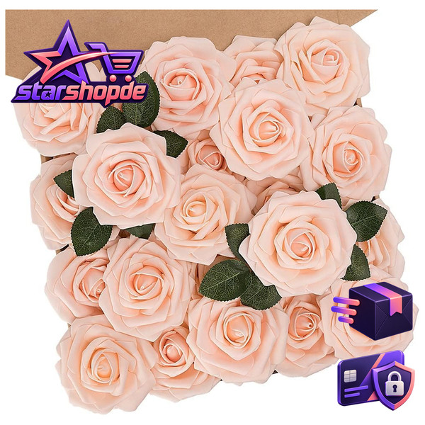 KüNstliche Blumen Rosen 25 StüCk Deko Mit Stielen FüR Hochzeit Zuhause-image