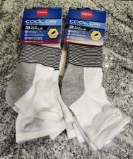MENS HANES Cool Dri  3 PACK Ankle Socks With Ventilation Panels, SIZE 6-12