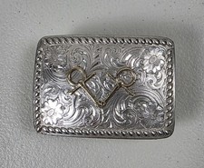 Vintage Wage Sterling Overlay Belt Buckle Bridle Bit Design Cowgirl Estate Sale