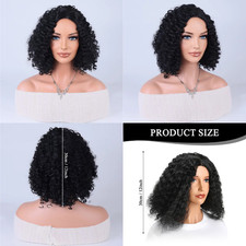 12 Inch Black Short Wavy Wig No Lace Afro Curly Wig for Black Women Curly Hair