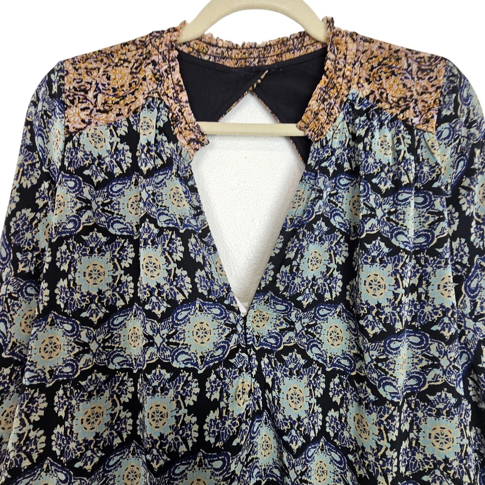 Vestido túnica Free People Gabi mini volantes en capas boho hippie festival talla M retro Foto 4 de 4