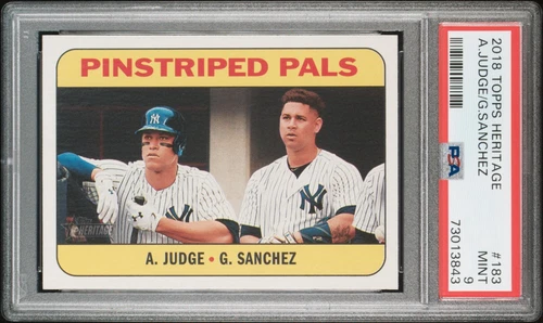 AARON JUDGE 2018 TOPPS HERITAGE PIN PALS ROOKIE RC #183 PSA 9 MINT! NY YANKEES!