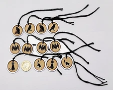 12-Halloween-Primitive-Metal Rim-Cats-Bats-Crows-Ravens-Gift-Hang-Tags