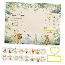 Winnie Milestone Blanket for Baby, Pooh Babies Monthly blanket-card-yellow-01