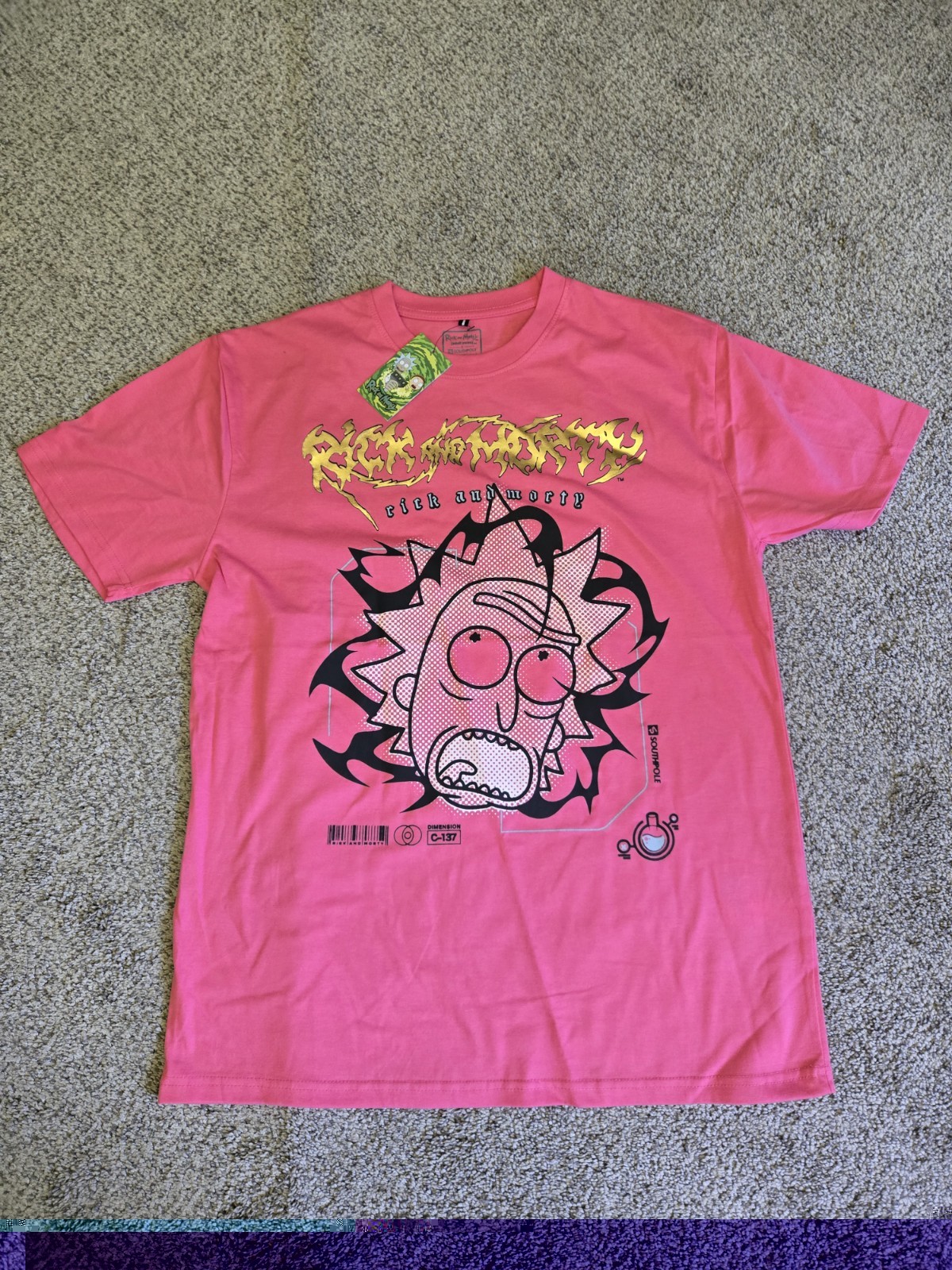 Nueva Camiseta Rick & Morty X Southpole Para Hombres XL Rosa Caramelo Gráfico Camiseta Y2K