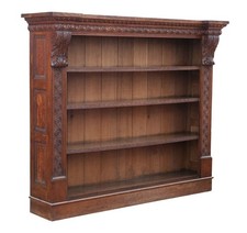 Antique 19th Century Large Carved Oak Bookcase – Fine Quality, Country House