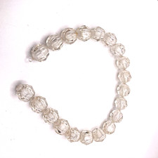 Vintage clear popper bead bracelet chunky faceted plastic 20 beads 30cm adjustab