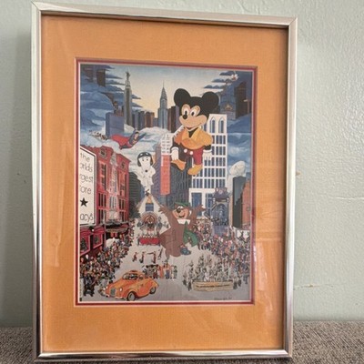 Melanie Taylor Kent Framed Signed Print Cartoon Parade New York Americana Art