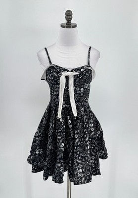 Hot Topic Hell Bunny Black Skull Paisley Floral Tie Neck Fit Flare Dress Sz M | eBay Hot Topic Hell Bunny Black Skull Paisley Floral Tie Neck Fit Flare Dress Sz M | eBay