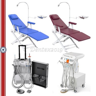 Portable Dental Delivery system Cart Suction Unit Curing light/Folding Chair