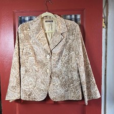 Sigrid Olsen Collection Women's Cream Beige Floral Print Blazer Jacket Size 12