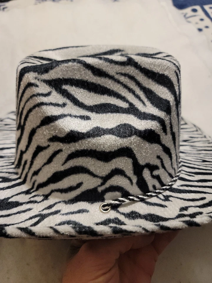 Zebra Print Cowboy Hat Adult Size Fits Most Jungle Safari Party - Image 3 of 4