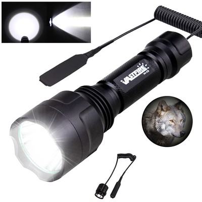 800yard White LED Light Flashlight Torch Zoom Scope Mount Hunting USB