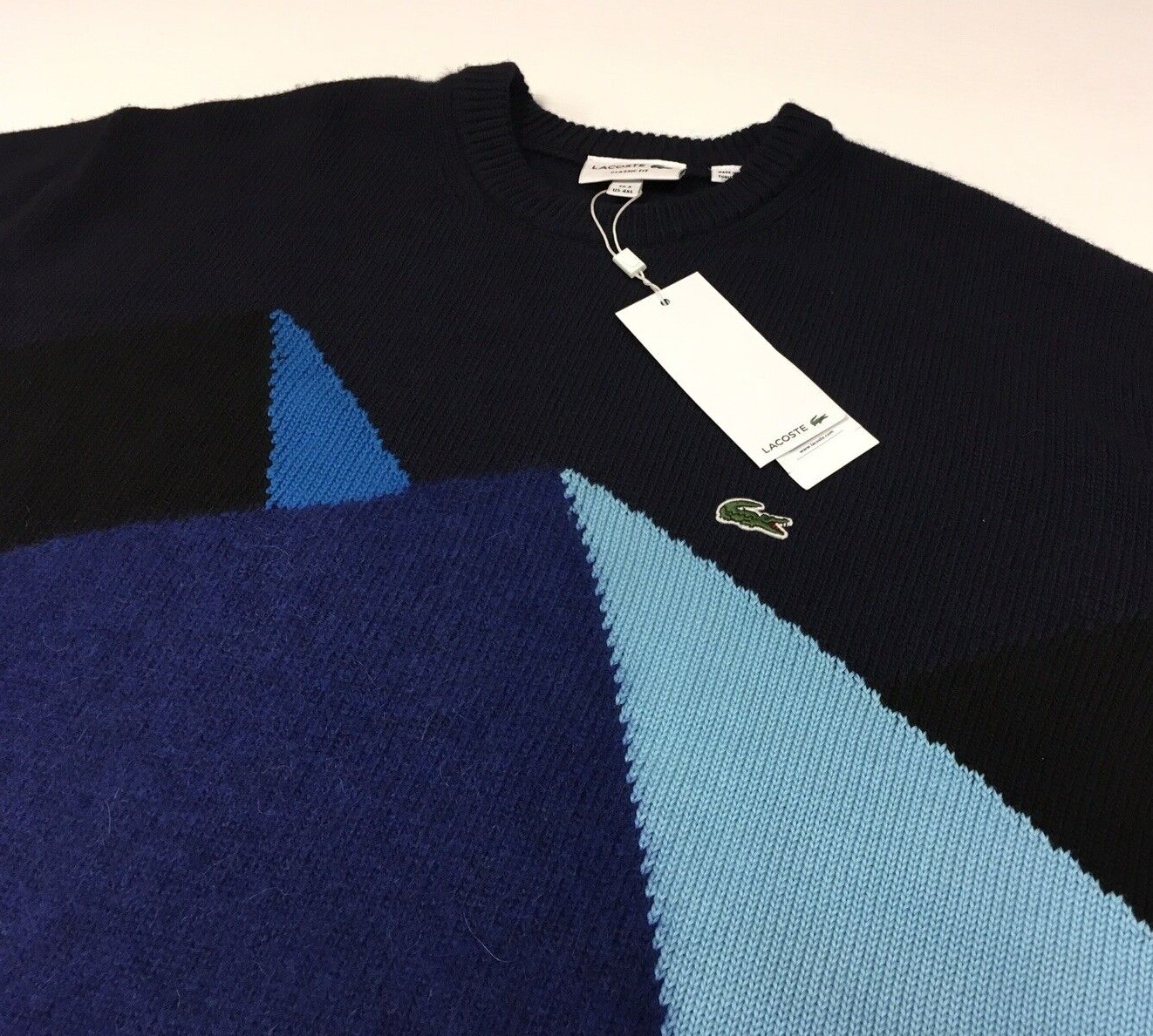 Lacoste Wool Alpaca Geometric Picaso Modern Colorblocked Pullover