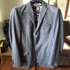 Billy London Mens Blazer 42L Polyester Rayon Comfortable Fit Silver Gray Jacket